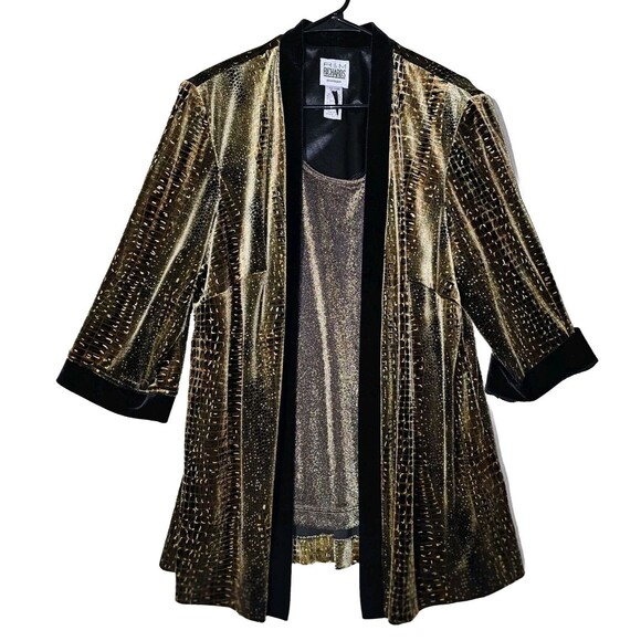R & M Richards Woman Eveningwear Jacket Cardigan Blouse Size 16 Gold Shimmer - Picture 1 of 11